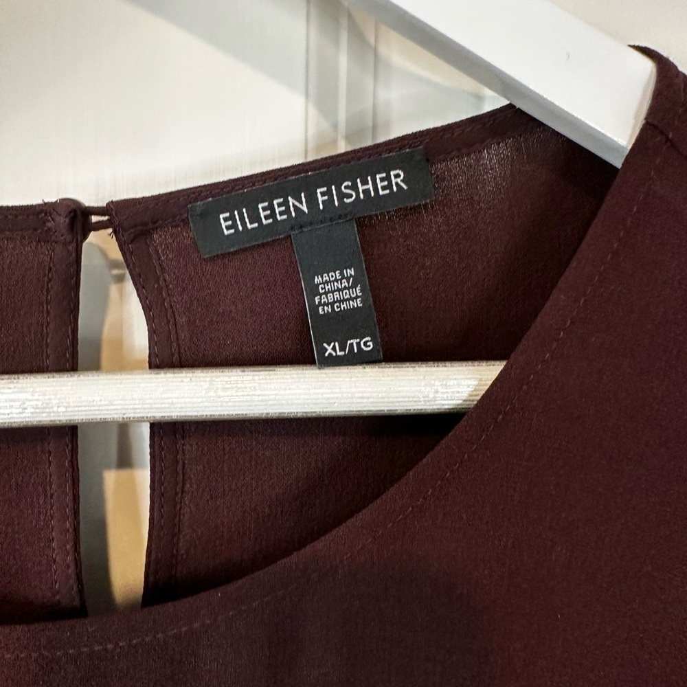 Eileen Fisher Rich Burgundy silk Blouse - Picture 4 of 7